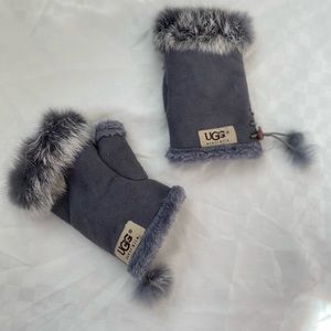 UGG fingerless grey fuzzy gloves